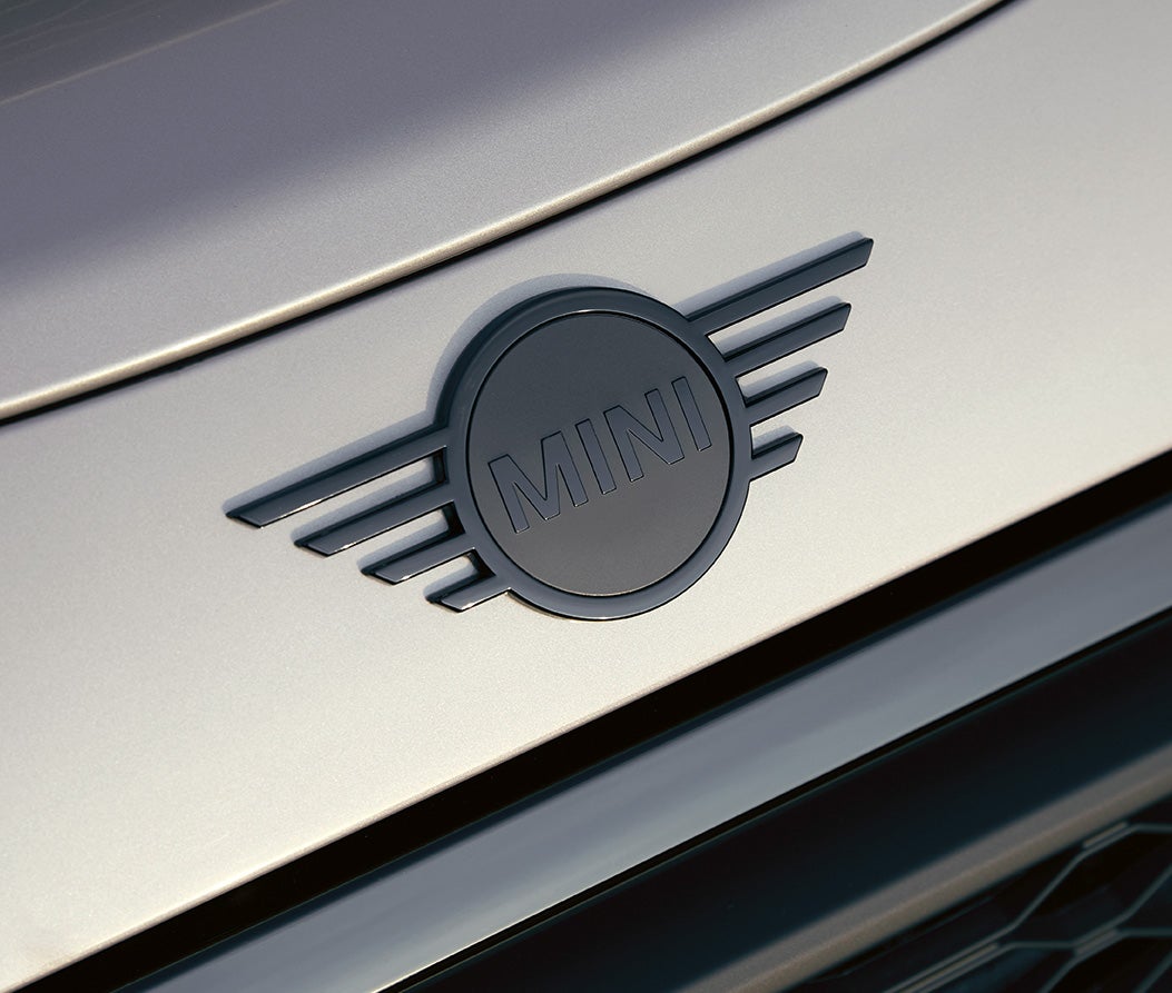 A close up of the Piano Black MINI wings.